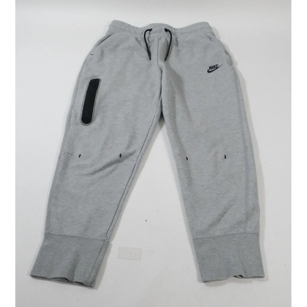 Nike Joggers Kids L Gray Tech Fleece Athletic Tapered Sweatpants Side Zip Pocket